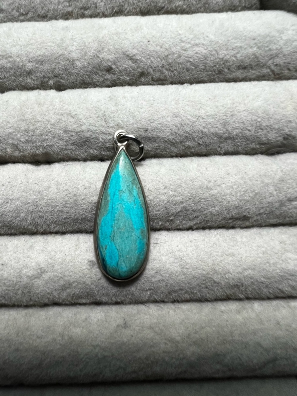 Silver Teardrop Blue Opal Pendant
